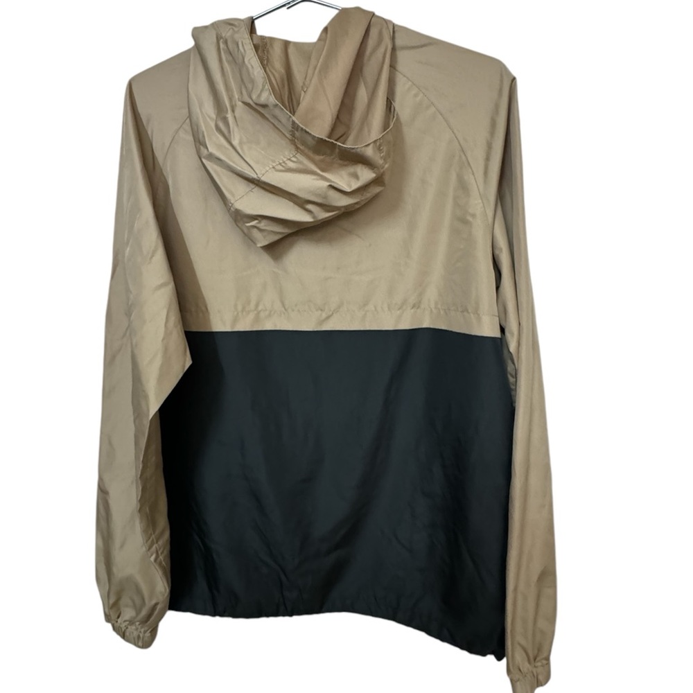 Retro Zine Tan & Black Pocket Windbreaker Hoodie Men’s L Jacket MINTY - Picture 2 of 5